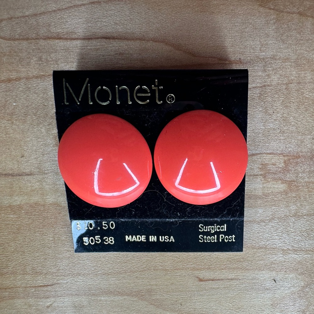 Vintage retro Monet pierced earrings - orange